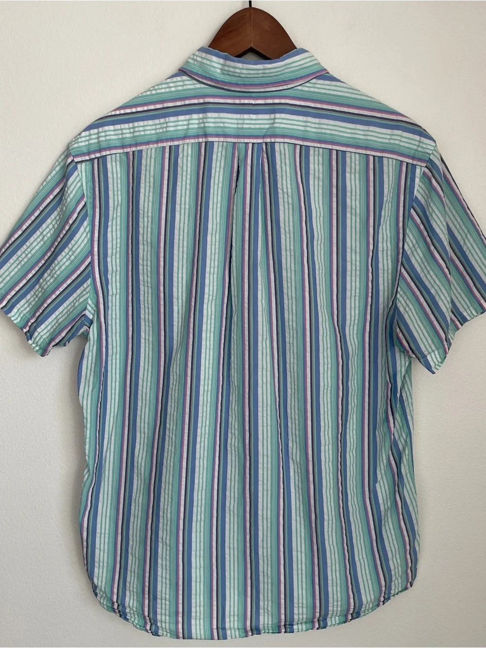 Polo Ralph Lauren RL Prepster Seersucker Stripe Button Down Shirt Short Sleeve M